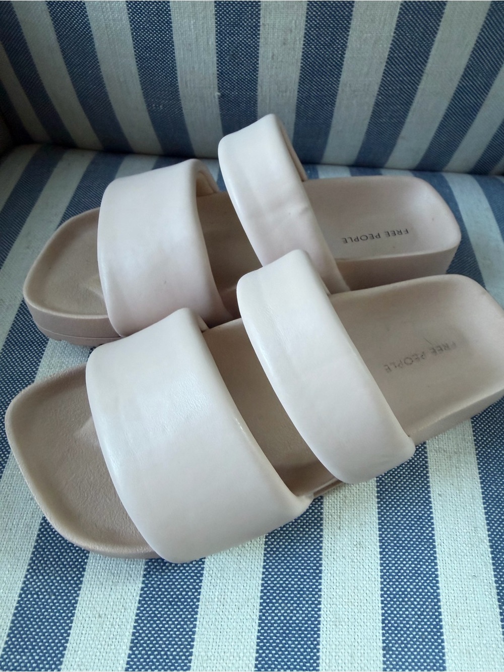 Free People Double-Band Slide Sandals in Pale Blush